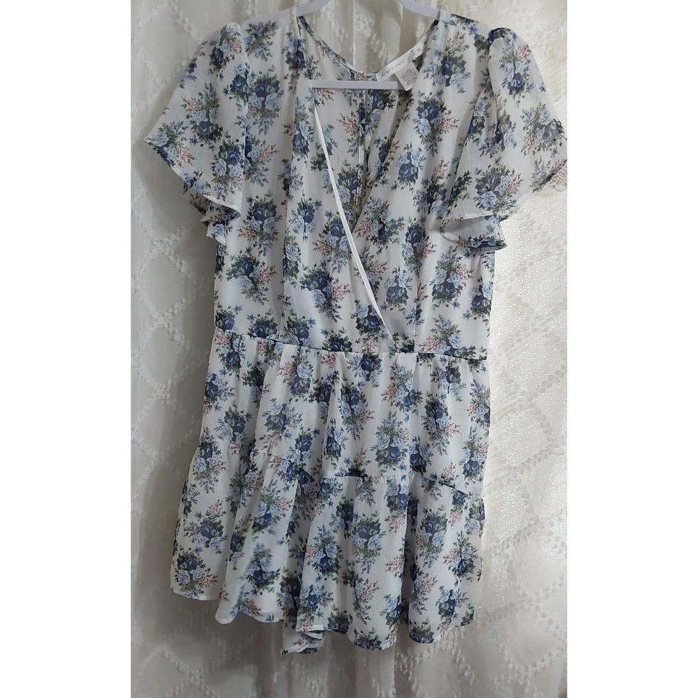 Altar'd State Womens Floral Flutter Sleeve Ruffle Romper XL 26Y984IYAI